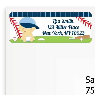  Future Baseball Player - Baby Shower Return Address Labels Caucasian