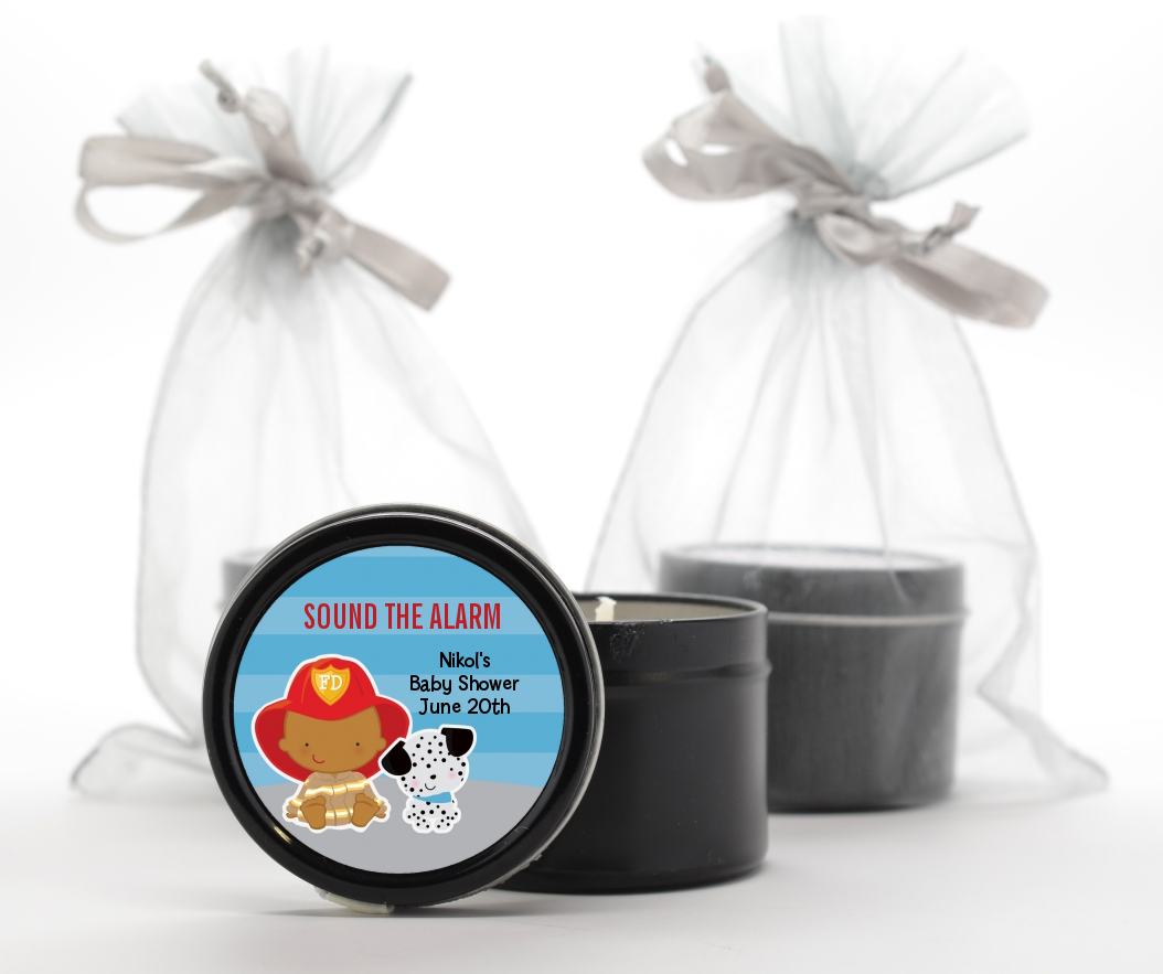  Future Firefighter - Baby Shower Black Candle Tin Favors Caucasian