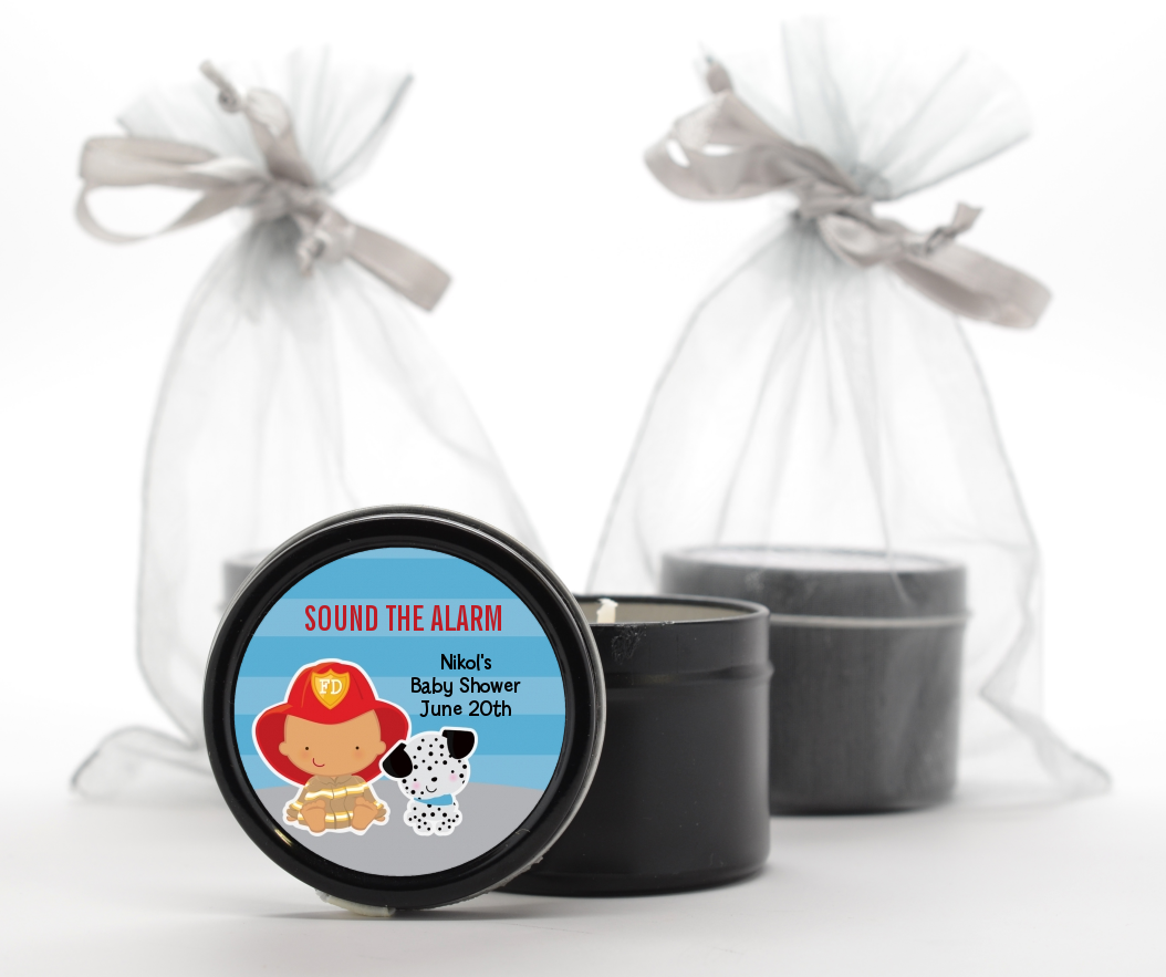  Future Firefighter - Baby Shower Black Candle Tin Favors Caucasian