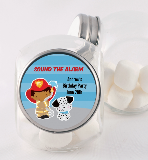  Future Firefighter - Personalized Birthday Party Candy Jar Caucasian Boy