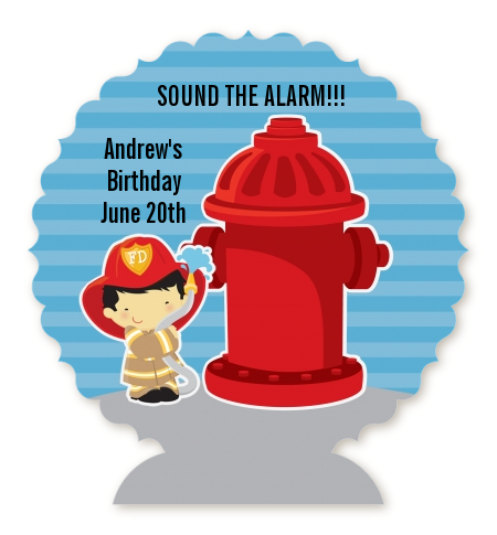 Future Firefighter - Personalized Birthday Party Centerpiece Stand Caucasian Boy