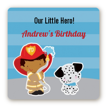 Future Firefighter - Square Personalized Birthday Party Sticker Labels Caucasian Boy