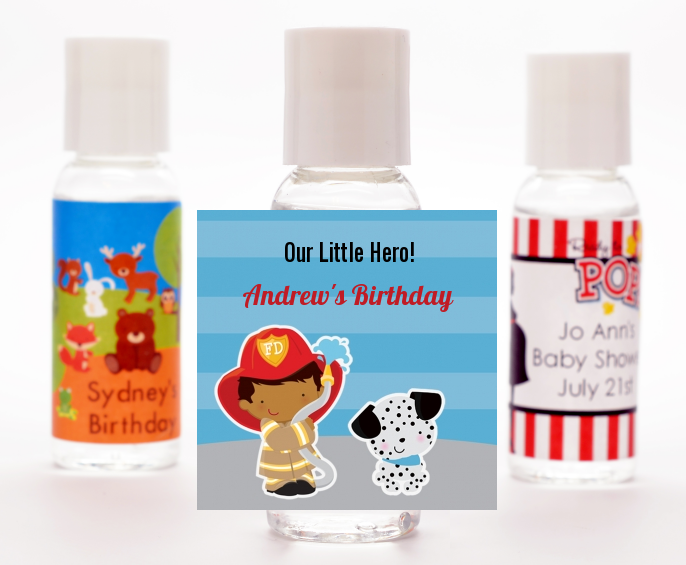  Future Firefighter - Personalized Birthday Party Hand Sanitizers Favors Caucasian Boy