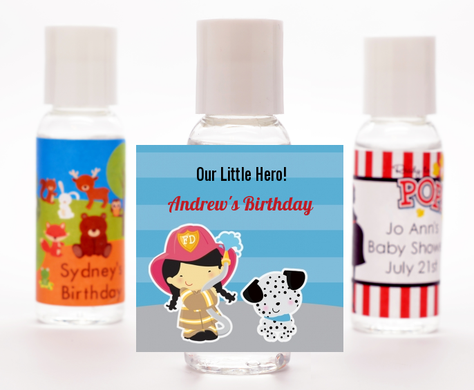  Future Firefighter - Personalized Birthday Party Hand Sanitizers Favors Caucasian Boy