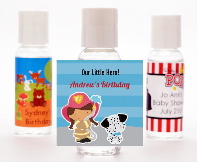  Future Firefighter - Personalized Birthday Party Hand Sanitizers Favors Caucasian Boy