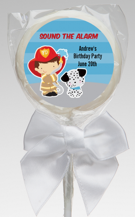  Future Firefighter - Personalized Birthday Party Lollipop Favors Caucasian Boy