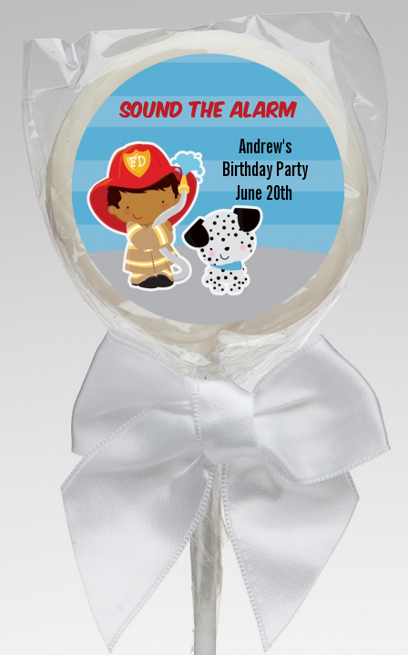  Future Firefighter - Personalized Birthday Party Lollipop Favors Caucasian Boy