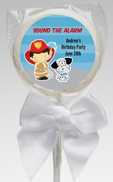  Future Firefighter - Personalized Birthday Party Lollipop Favors Caucasian Boy