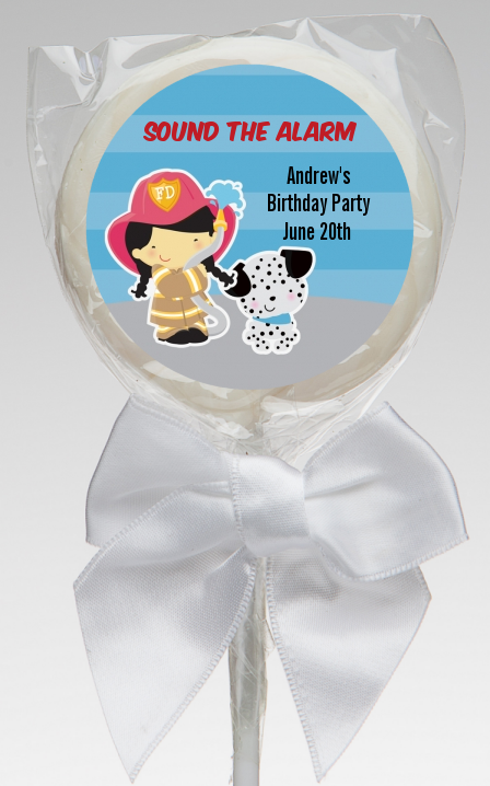  Future Firefighter - Personalized Birthday Party Lollipop Favors Caucasian Boy