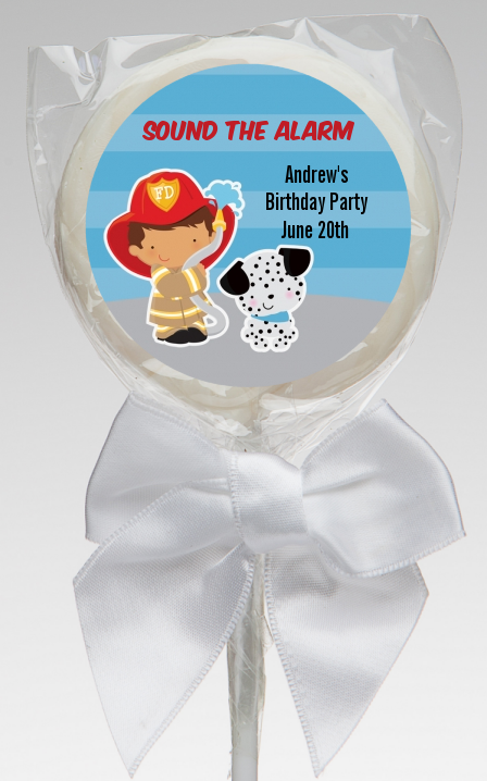  Future Firefighter - Personalized Birthday Party Lollipop Favors Caucasian Boy