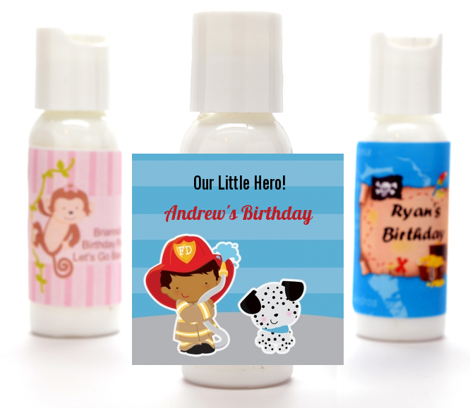  Future Firefighter - Personalized Birthday Party Lotion Favors Caucasian Boy