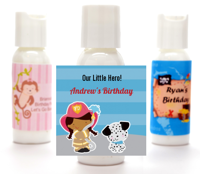  Future Firefighter - Personalized Birthday Party Lotion Favors Caucasian Boy