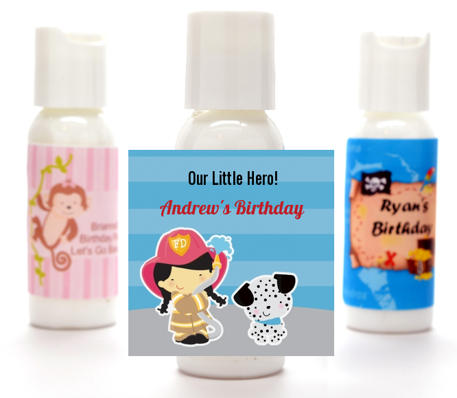  Future Firefighter - Personalized Birthday Party Lotion Favors Caucasian Boy