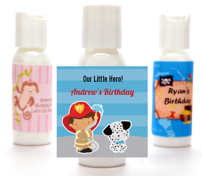  Future Firefighter - Personalized Birthday Party Lotion Favors Caucasian Boy