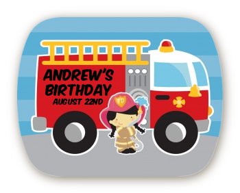  Future Firefighter - Personalized Birthday Party Rounded Corner Stickers Caucasian Boy