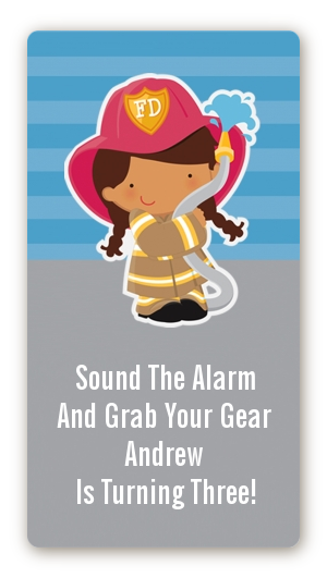  Future Firefighter - Custom Rectangle Birthday Party Sticker/Labels Caucasian Boy