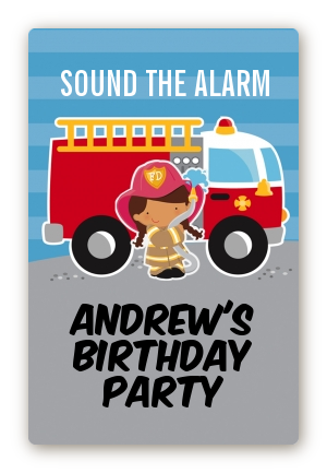  Future Firefighter - Custom Large Rectangle Birthday Party Sticker/Labels Caucasian Boy