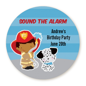  Future Firefighter - Round Personalized Birthday Party Sticker Labels Caucasian Boy