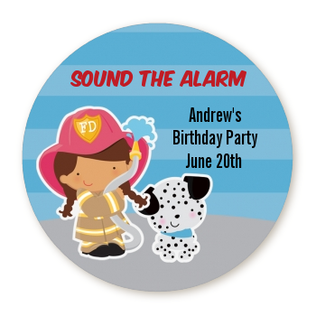  Future Firefighter - Round Personalized Birthday Party Sticker Labels Caucasian Boy