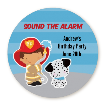  Future Firefighter - Round Personalized Birthday Party Sticker Labels Caucasian Boy