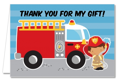  Future Firefighter - Birthday Party Thank You Cards Caucasian Boy