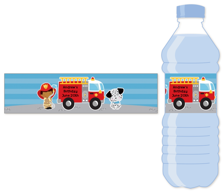  Future Firefighter - Personalized Birthday Party Water Bottle Labels Caucasian Boy