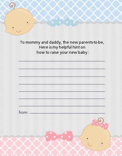 Gender Reveal - Baby Shower Notes of Advice