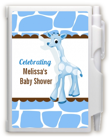 Giraffe Blue - Baby Shower Personalized Notebook Favor
