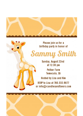 Giraffe Brown - Birthday Party Petite Invitations