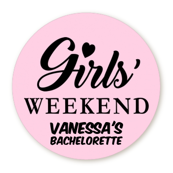  Girls Weekend - Round Personalized Bridal Shower Sticker Labels 