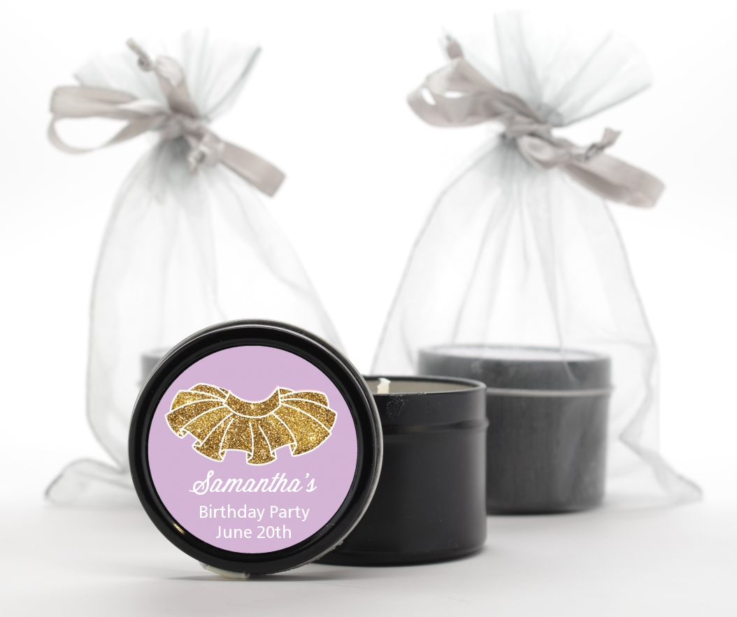  Gold Glitter Tutu - Birthday Party Black Candle Tin Favors Pink