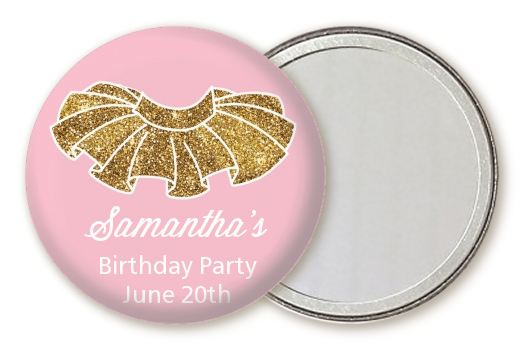  Gold Glitter Tutu - Personalized Birthday Party Pocket Mirror Favors Pink