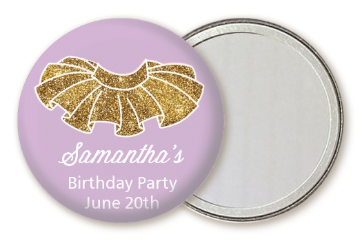  Gold Glitter Tutu - Personalized Birthday Party Pocket Mirror Favors Pink
