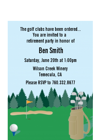 Golf - Retirement Party Petite Invitations