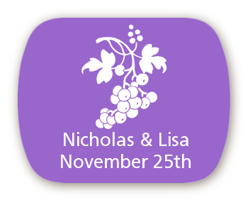 Grapes - Personalized Bridal Shower Rounded Corner Stickers