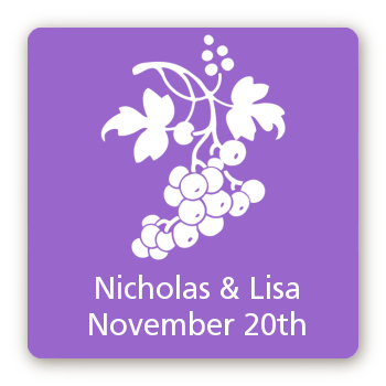 Grapes - Square Personalized Bridal Shower Sticker Labels