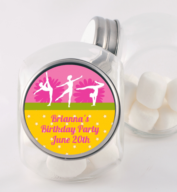  Gymnastics - Personalized Birthday Party Candy Jar Option 1