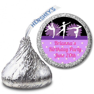 Gymnastics - Hershey Kiss Birthday Party Sticker Labels Option 1