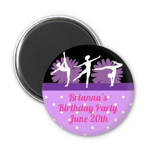  Gymnastics - Personalized Birthday Party Magnet Favors Option 1