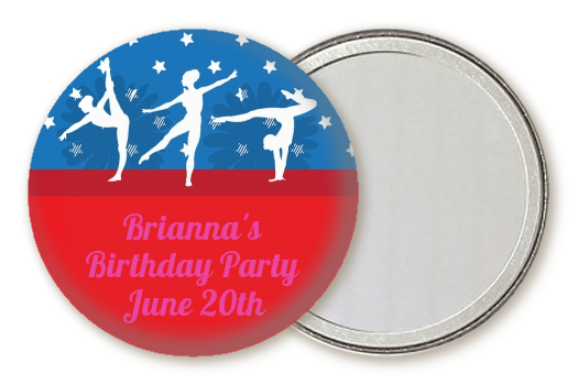  Gymnastics - Personalized Birthday Party Pocket Mirror Favors Option 1