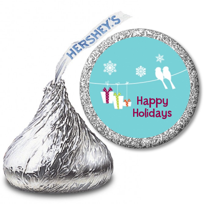 Happy Holidays on a String - Hershey Kiss Christmas Sticker Labels