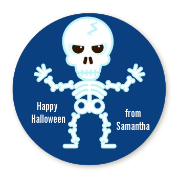  Happy Skeleton - Round Personalized Halloween Sticker Labels 
