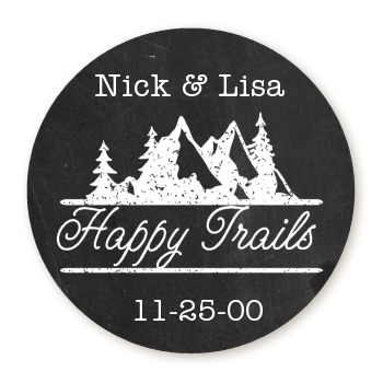  Happy Trails - Round Personalized Bridal Shower Sticker Labels 