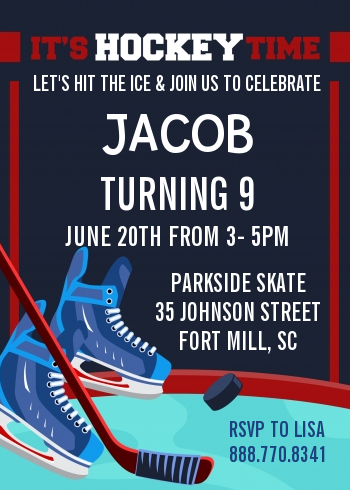 Hockey - Birthday Party Invitations
