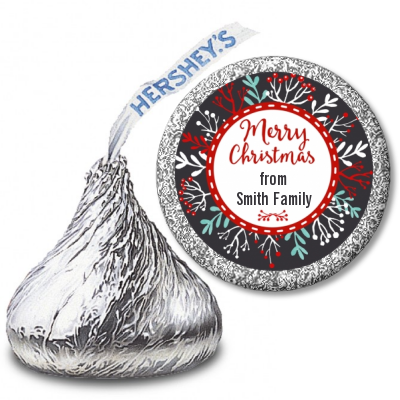 Holly Berries - Hershey Kiss Christmas Sticker Labels