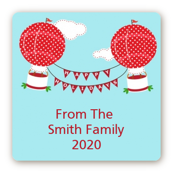 Hot Air Balloons - Square Personalized Christmas Sticker Labels