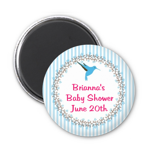  Hummingbird - Personalized Baby Shower Magnet Favors Blue