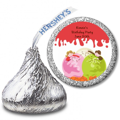 Ice Cream - Hershey Kiss Birthday Party Sticker Labels