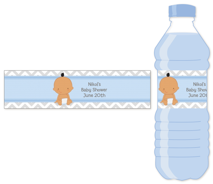 It's A Boy Chevron Hispanic Water Bottle Label