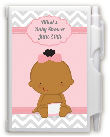 It's A Girl Chevron African American - Baby Shower Personalized Notebook Favor